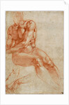 Seated Young Male Nude and Two Arm Studies by Michelangelo Buonarroti