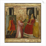 Saint Lawrence Arraigned Before the Emperor Valerian. Scenes from the Life of Saint Lawrence, predella, ca 1412 by Lorenzo di Niccolò