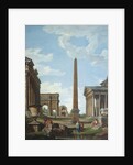 A capriccio with Roman ruins and a scene from the Life of Belisarius by Giovanni Paolo Panini