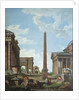 A capriccio with Roman ruins and a scene from the Life of Belisarius by Giovanni Paolo Panini