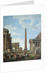 A capriccio with Roman ruins and a scene from the Life of Belisarius by Giovanni Paolo Panini