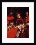Portrait of Pope Leo X with Cardinals Giulio de Medici and Luigi de Rossi, ca 1518 by Raphael