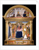 Madonna with Child and Saints Blaise, John the Baptist, Nicholas and Florian. The Annunciation, 1462 by Lorenzo di Pietro