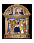 Madonna with Child and Saints Blaise, John the Baptist, Nicholas and Florian. The Annunciation, 1462 by Lorenzo di Pietro