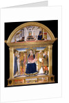 Madonna with Child and Saints Blaise, John the Baptist, Nicholas and Florian. The Annunciation, 1462 by Lorenzo di Pietro