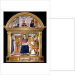 Madonna with Child and Saints Blaise, John the Baptist, Nicholas and Florian. The Annunciation, 1462 by Lorenzo di Pietro