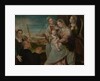 Virgin and child with Sants Catherine, Lucy, Justina of Padua and a Benedictine monk by Dario Varotari the Elder