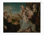 Virgin and child with Sants Catherine, Lucy, Justina of Padua and a Benedictine monk by Dario Varotari the Elder