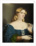 Young Woman in a Blue Dress, with Fan, 1512-1514 by Jacopo Palma il Vecchio the Elder