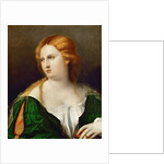 Young woman in a green dress, a box in her hand, ca 1514 by Jacopo Palma il Vecchio the Elder