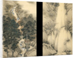 Waterfall in Spring and Autumn (Set of two hanging scrolls), 1893 by Kishi Chikudo