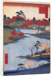 Open Garden at the Hachiman Shrine in Fukagawa. by Utagawa Hiroshige