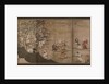 Merry-making under aronia blossoms. Left of a pair of six-section folding screens by Kano Isenin Naganobu