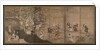 Merry-making under aronia blossoms. Left of a pair of six-section folding screens by Kano Isenin Naganobu
