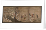 Merry-making under aronia blossoms. Left of a pair of six-section folding screens by Kano Isenin Naganobu