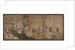 Merry-making under aronia blossoms. Left of a pair of six-section folding screens by Kano Isenin Naganobu