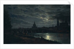 View of Dresden by Moonlight, 1839 by Johan Christian Clausen Dahl