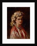 Young girl with flower garland by Konstantin Yegorovich Makovsky