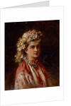 Young girl with flower garland by Konstantin Yegorovich Makovsky