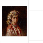 Young girl with flower garland by Konstantin Yegorovich Makovsky