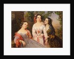 Portrait of Sisters Countess Elizaveta Salias De Tournemire, Sophia Sukhovo-Kobylina and Eudokia Petrovo-Solovovo, 1847 by Pimen Nikitich Orlov