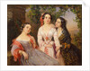 Portrait of Sisters Countess Elizaveta Salias De Tournemire, Sophia Sukhovo-Kobylina and Eudokia Petrovo-Solovovo, 1847 by Pimen Nikitich Orlov