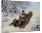 Children on a horse drawn sleigh by Anonymous