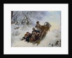 Children on a horse drawn sleigh by Anonymous