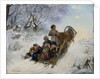 Children on a horse drawn sleigh by Anonymous