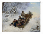 Children on a horse drawn sleigh by Anonymous