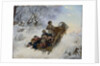 Children on a horse drawn sleigh by Anonymous