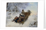 Children on a horse drawn sleigh by Anonymous