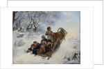 Children on a horse drawn sleigh by Anonymous