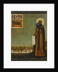 Saint Cyril of White Lake with View of the Kirillo-Belozersky Monastery, 18th century by Russian icon