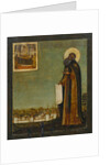 Saint Cyril of White Lake with View of the Kirillo-Belozersky Monastery, 18th century by Russian icon