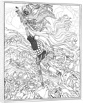 Flight of Chernomor and Ruslan. Illustration to the poem Ruslan and Lyudmila by A. Pushkin, 1918 by Ivan Yakovlevich Bilibin