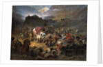 The mountaineers leave the aul before approach of the Russian army, 1872 by Pyotr Nikolayevich Grusinsky