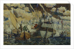 Peter I and Lefort. (The Fleet of Peter I on Lake Pleshcheyevo), 1927 by Dmitri Nikolayevich Kardovsky