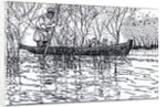 Illustration for the poem Grandfather Mazay and the Hares by N. Nekrasov, 1910 by Boris Michaylovich Kustodiev