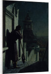 Strelets on the Moscow Kremlin tower at Moonlit Night, 1890s by Nikolai Sergeyevich Matveyev