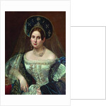 Portrait of a woman in the Russian court dress, ca 1835 by Pimen Nikitich Orlov