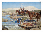 Cherkessian Horseman Crossing the River by Franz Roubaud