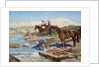 Cherkessian Horseman Crossing the River by Franz Roubaud