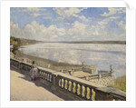 Sunny day. A lady at the balustrade, 1908 by Sergei Arsenyevich Vinogradov