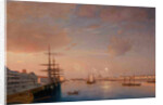 View of the Blagoveshchensky (Annunciation) Bridge and Nikolaevskaya Embankment, ca 1852 by Maxim Nikiphorovich Vorobyev