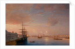 View of the Blagoveshchensky (Annunciation) Bridge and Nikolaevskaya Embankment, ca 1852 by Maxim Nikiphorovich Vorobyev