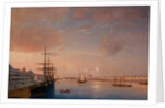 View of the Blagoveshchensky (Annunciation) Bridge and Nikolaevskaya Embankment, ca 1852 by Maxim Nikiphorovich Vorobyev