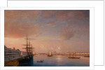View of the Blagoveshchensky (Annunciation) Bridge and Nikolaevskaya Embankment, ca 1852 by Maxim Nikiphorovich Vorobyev