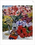 Flowers and a doll, 1916 by Mikhail Nikolayevich Yakovlev