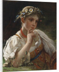 Young Girl with a Garland by Firs Sergeevich Zhuravlev